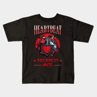 Rock Nurse Heartbeats and Drumbeats Unite Kids T-Shirt